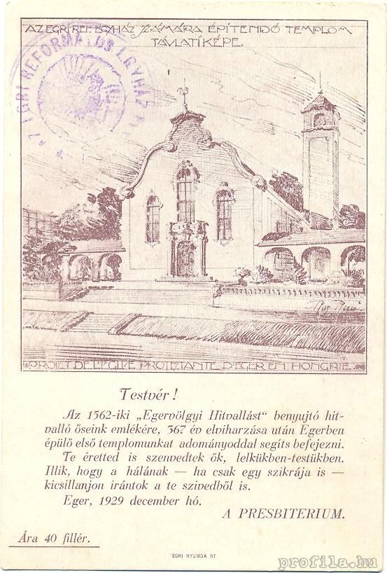  A templom látványterve 1929-ből