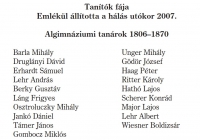 Tanítók fala - Sárszentlőrinc - algimnáziumi tanárok 1806-1870.