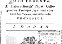 Magyar és Erdélyországi ekklésiák' históriája művének címlapja
