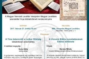 Bibliatörténeti előadások a Veszprém Megyei Levéltárban